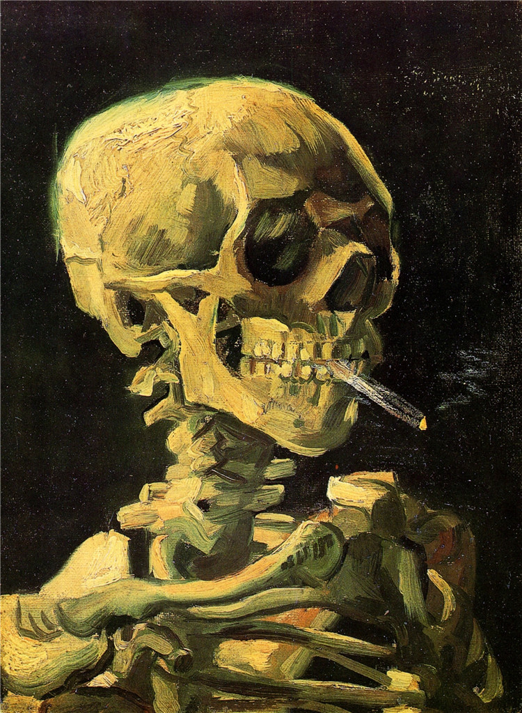 Skull With Burning Cigarette Van Gogh Oil Painting